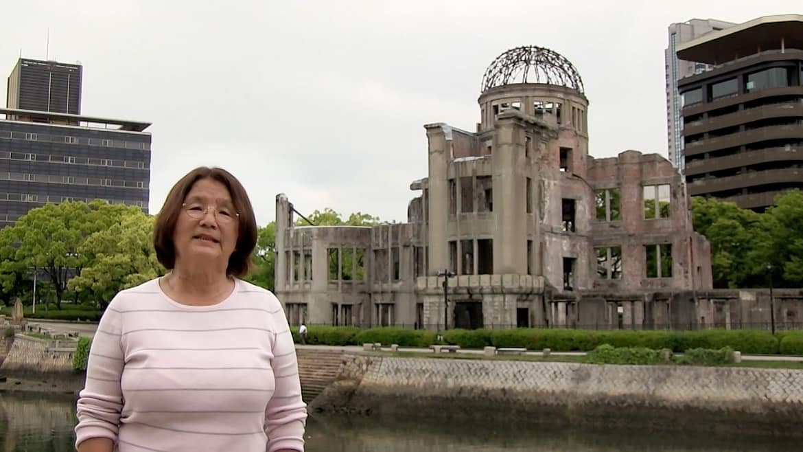 A-bomb-Dome-Video Presentation in front of the A-bomb Dome